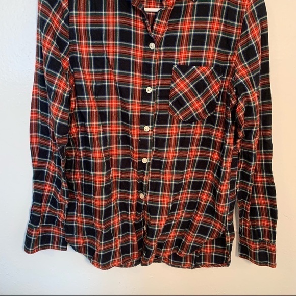 Old Navy The Classic Shirt Button Down Black Tartan Plaid - Picture 5 of 10